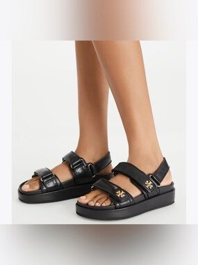 Tory Burch Kira Black Leather Slingback Sandals 8M